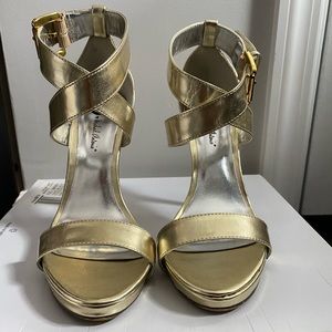 Gold Strappy Sandal Heel
